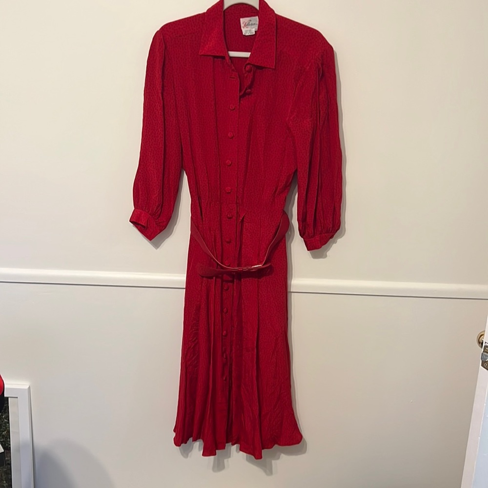 Vintage Red polka dot silk dress